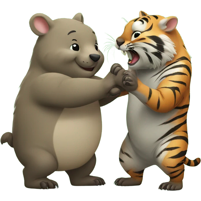 Wombat high fiving tiger emoji