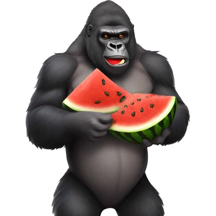 Gorilla eating watermelon and fried chicken emoji
