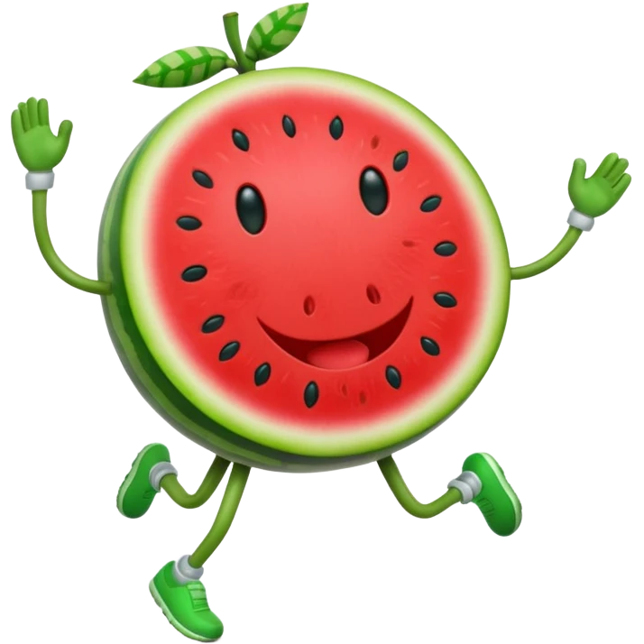 Running Watermelon fruit with arms and legs  emoji