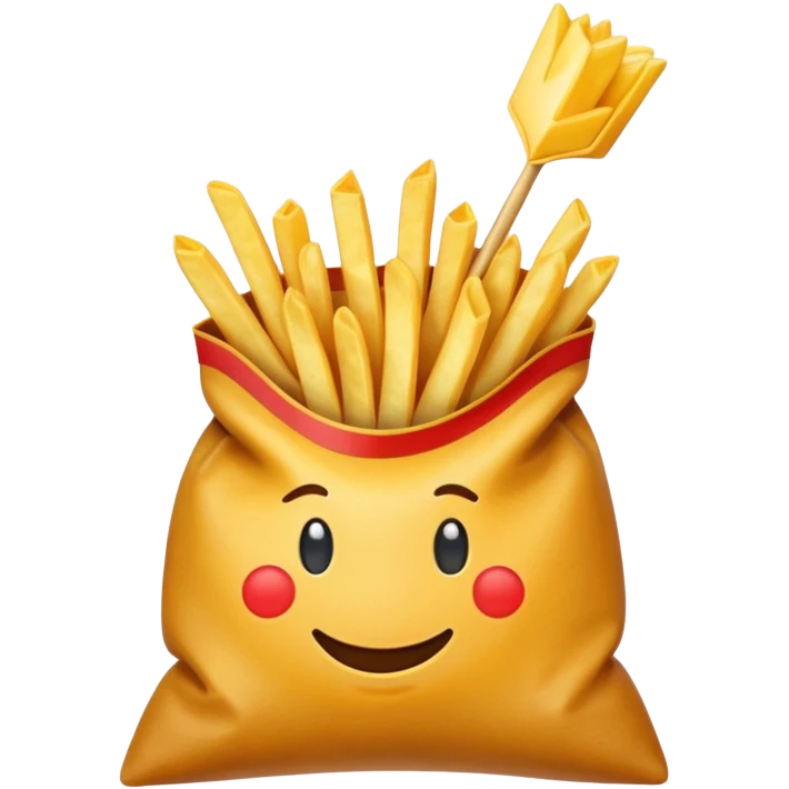 arrow showing fries being put into bag emoji