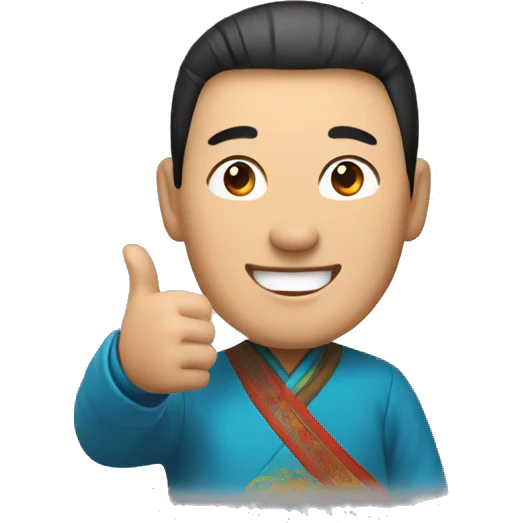 Smiling Mongolian man showing thumbs up  emoji