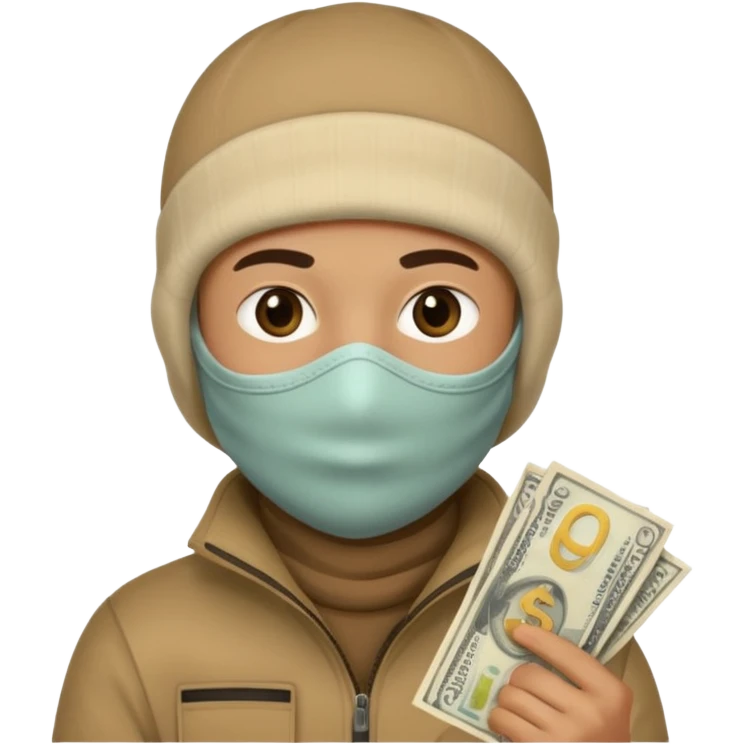 boy holding money with a ski mask emoji