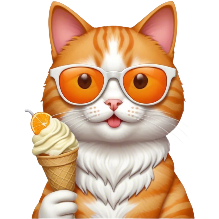 Cat eating ice cream with sunglasses emoji