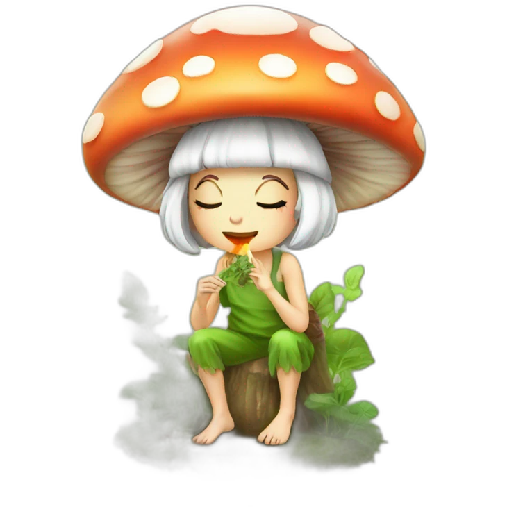 cute mushroom fairy smoking herbs emoji