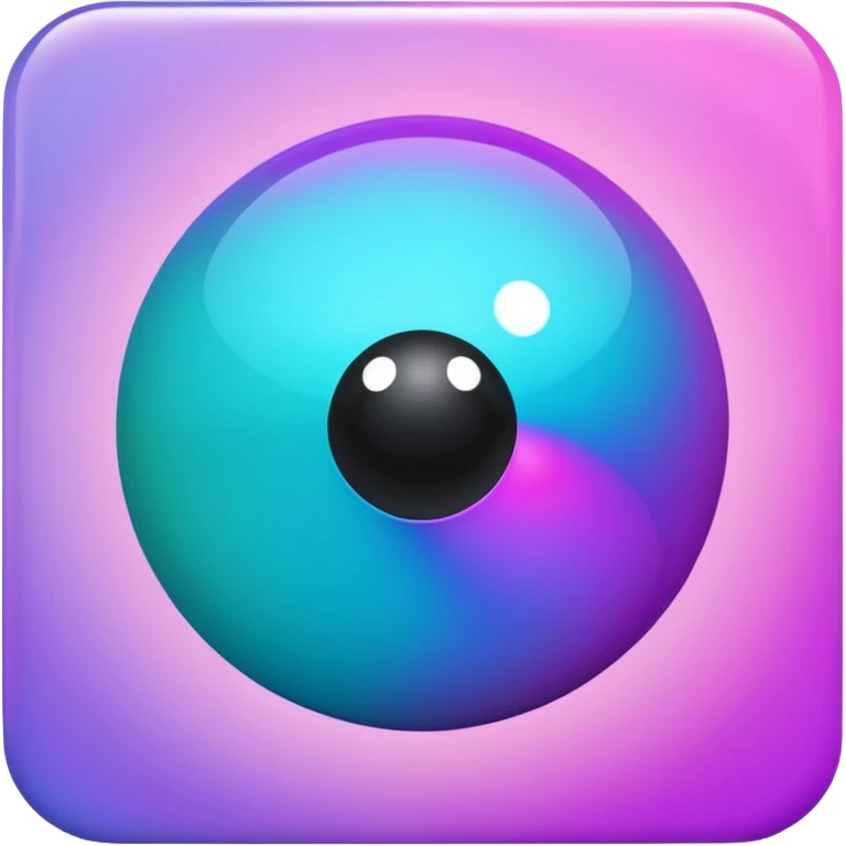 Magic glowing neon-Cyan-purple-gradient iridescent exotic magical glossy glassy 8-ball emoji