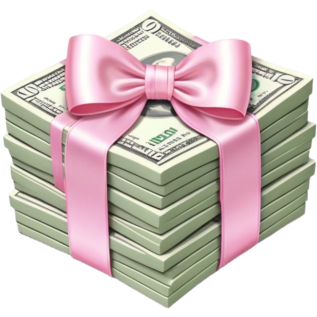 stack of money with baby pink bow emoji