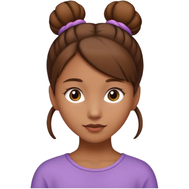Girl with light brow skin and brown hair in a single bun emoji