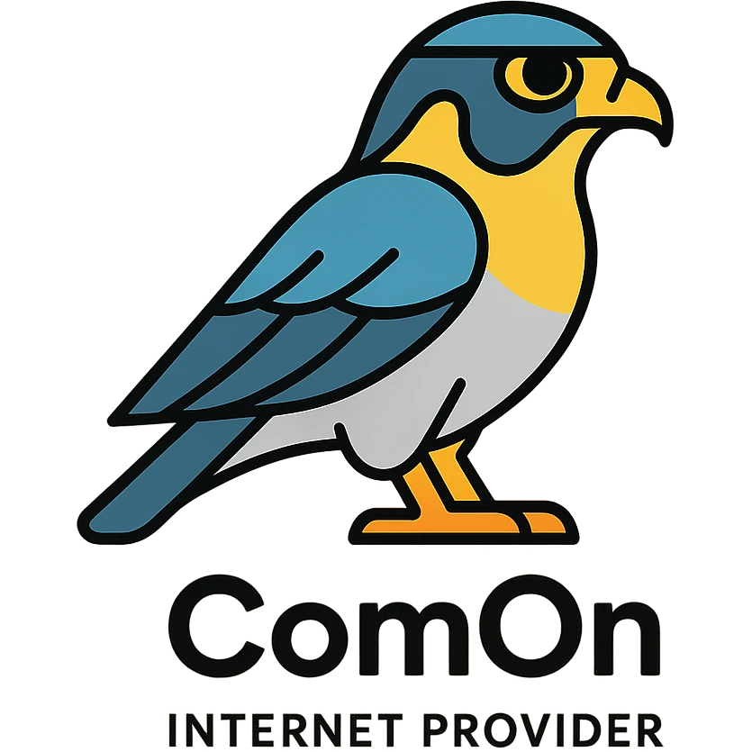 A sleek and modern peregrine falcon symbolizing speed and reliability for an internet provider named ComOn emoji