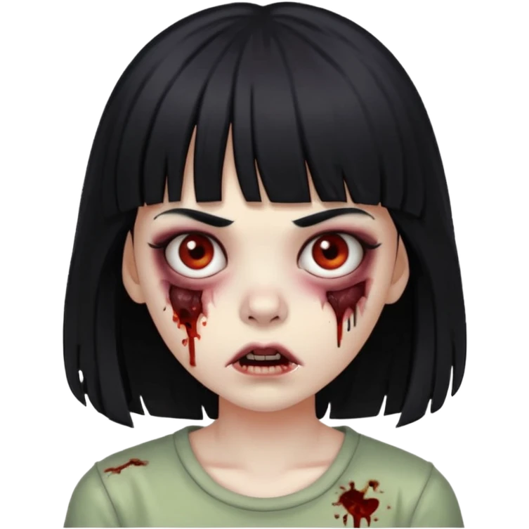 zumbi girl whit black hair with bangs down to the eyebrows emoji