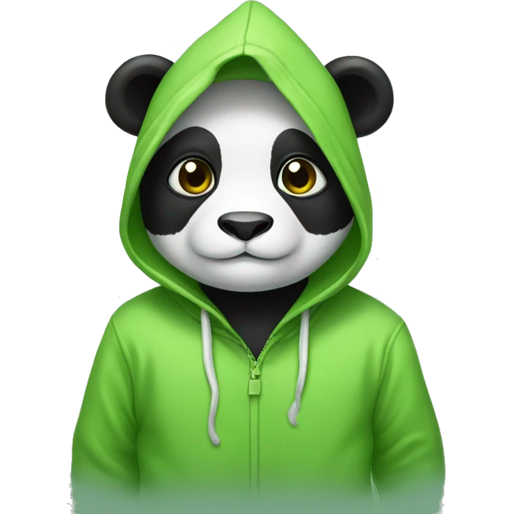 panda wearing frog hoodie emoji
