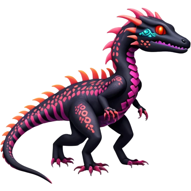 futuristic lush warm-colored neon-colored Fakémon-Trico-Salazzle-Salandit-creature (full body) emoji