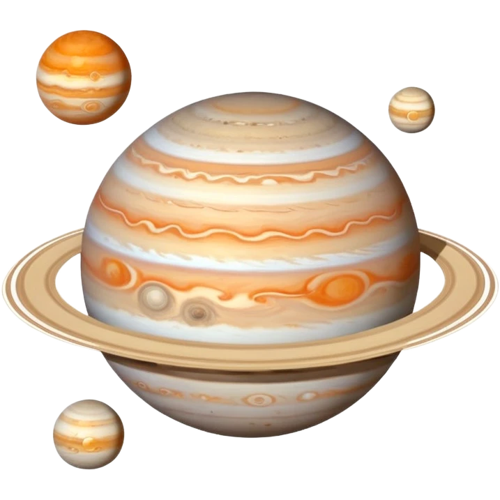 planet Jupiter with a ring and moons emoji