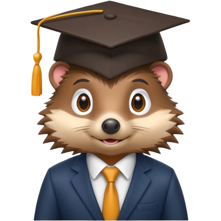 A hedgehog student dressed in a suit and wearing a square academic cap. emoji
