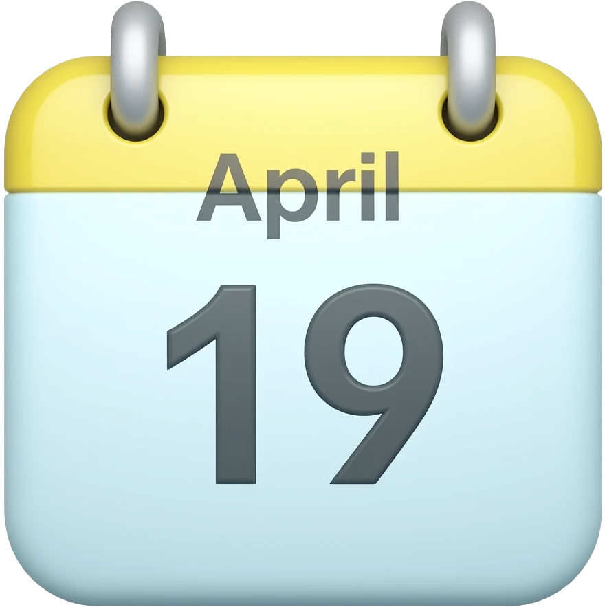 soft blue yellow calendar 19th april birthday icon, transparent background inspired by barbie colour pallete emoji