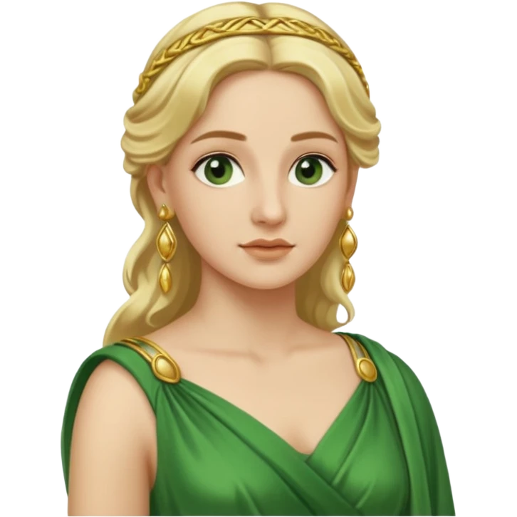 Ancient Roman woman with earrings and blonde hair, green dress emoji