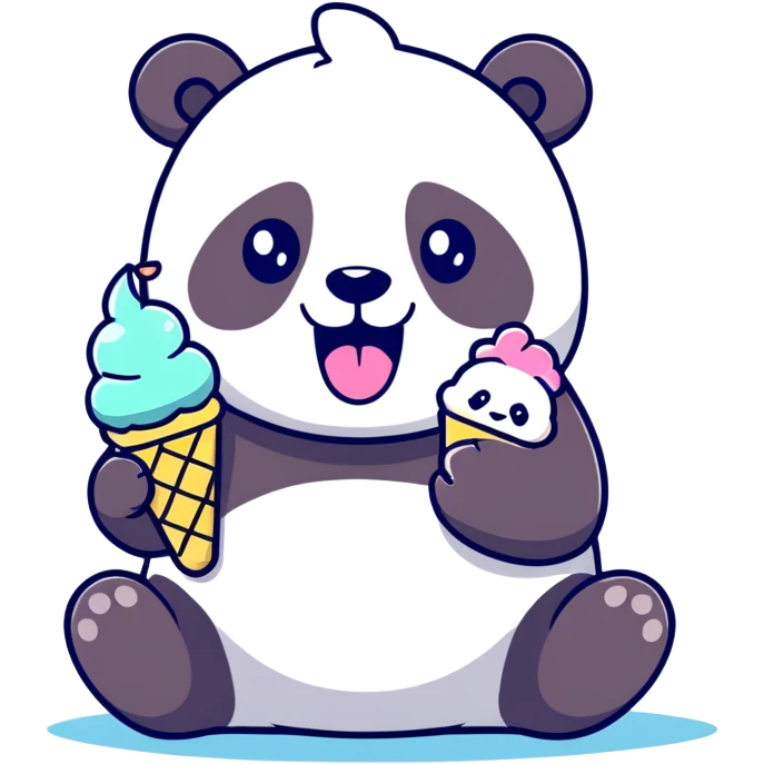 Panda eating ice cream emoji