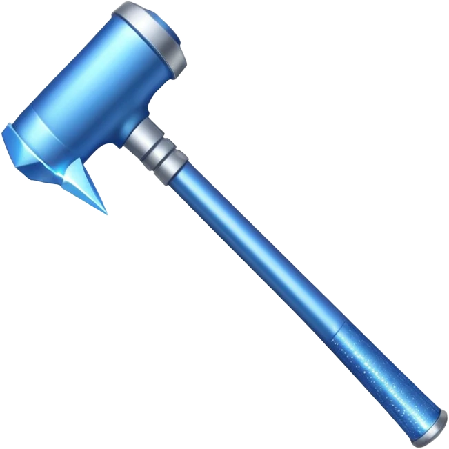 blue hammer with sparkles, angled emoji