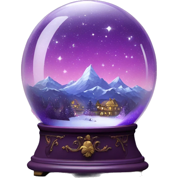 vintage purple rococo night sky mountains snow globe emoji
