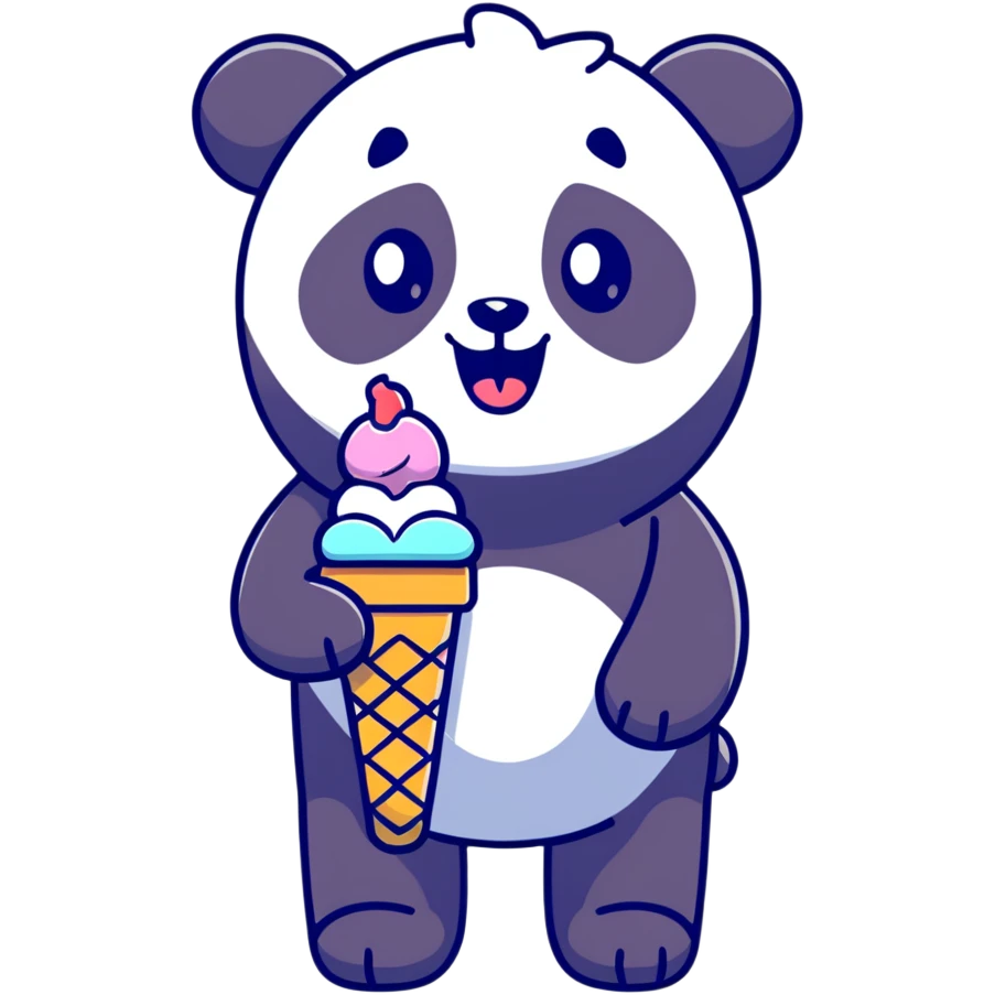 Panda eating ice cream emoji
