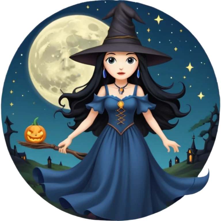 Witch under moon emoji