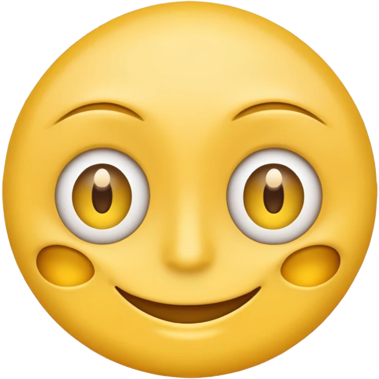 Standard yellow smile emoji but with both eyes looking in different directions. Deadpan no smile emoji