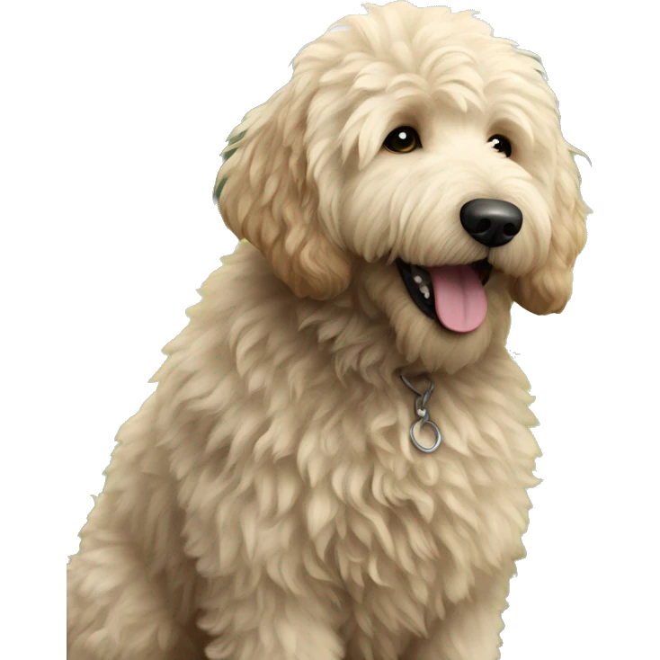 fluffy dog  Goldendoodle enjoying the outdoors emoji