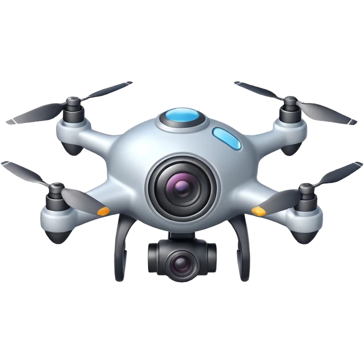 flying camera device object icon, small UFO shaped drone with camera lens, cute futuristic design, 3D cartoon, mobile game icon style, centered, clean background, no text, no watermark
 emoji