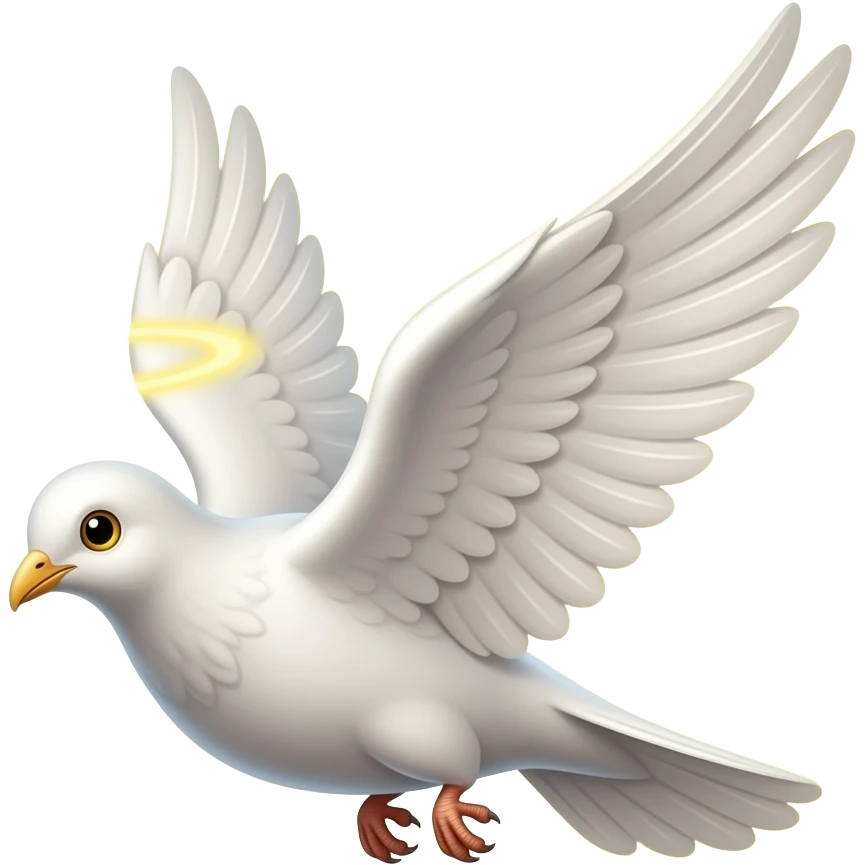 Anime spiritual golwing flying dove long big wing yellow eyes no legs yellow mist around and Holy spirit emoji
