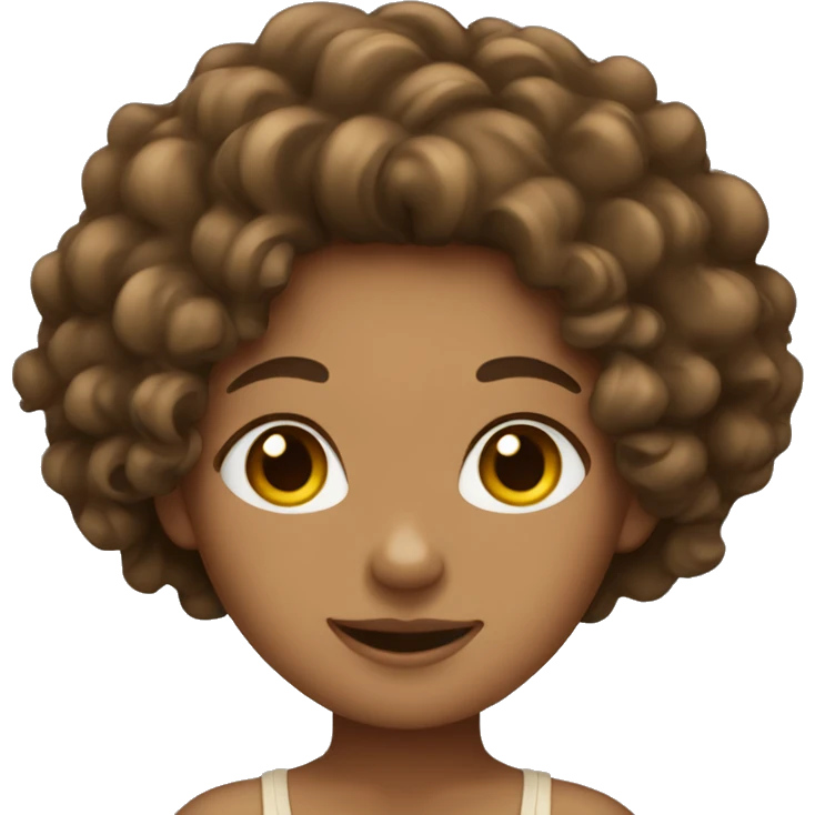 tan girl with brown curly hair emoji