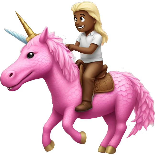 Pink Crocodile riding a unicorn emoji