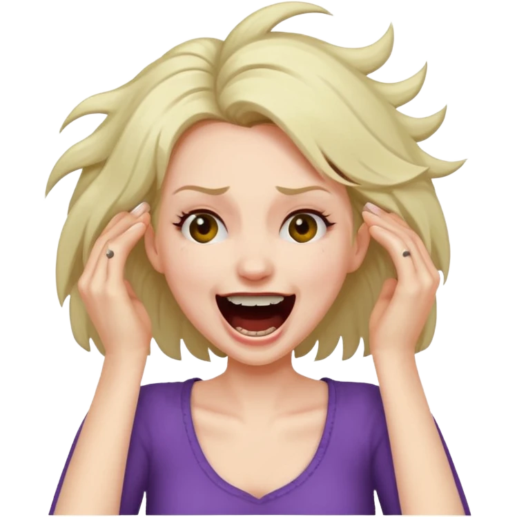 Manic laughter ripping hair out female emoji