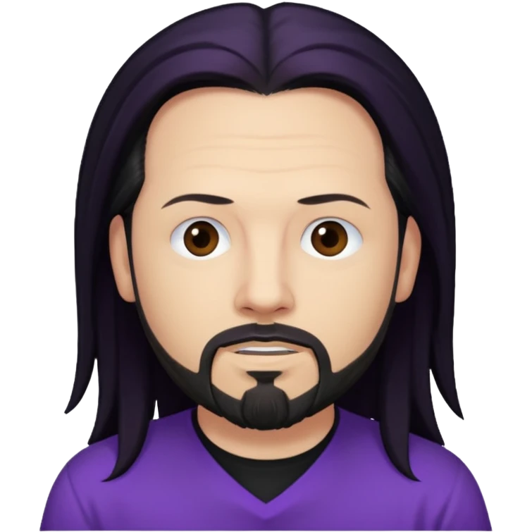 Jonathan Davis with long black hair, purple shirt emoji
