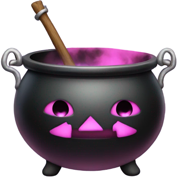 Pink witch cauldron with black smoke emoji