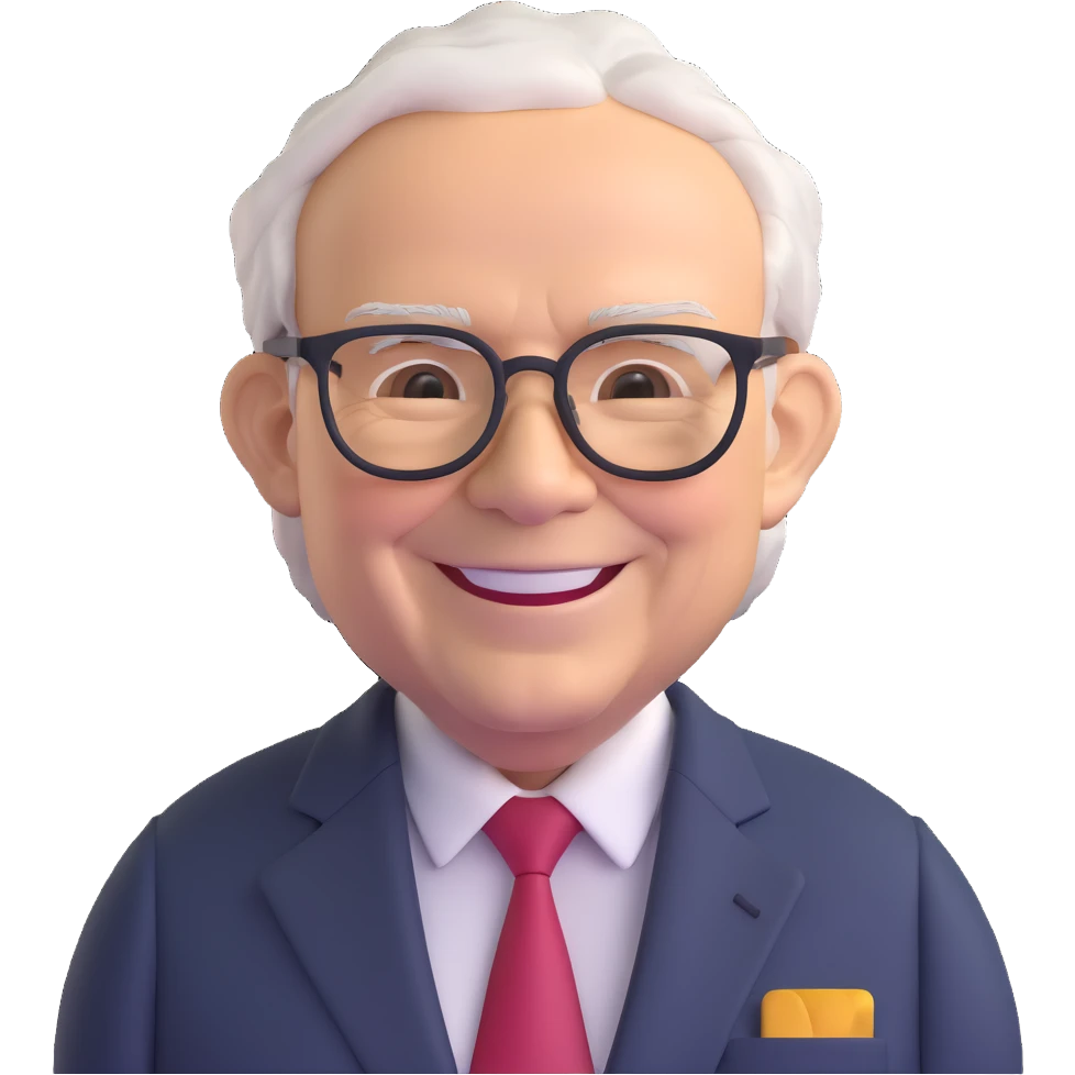 Warren Buffett smiling, wearing glasses and a suit emoji