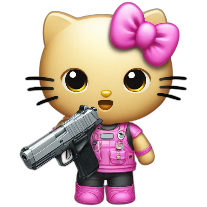 hellokitty with desert eagle emoji