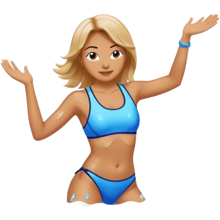 Lady doing aerobics in water with water splash emoji