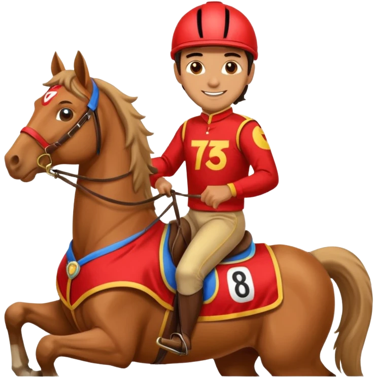man riding horse wearing racing cloth emoji