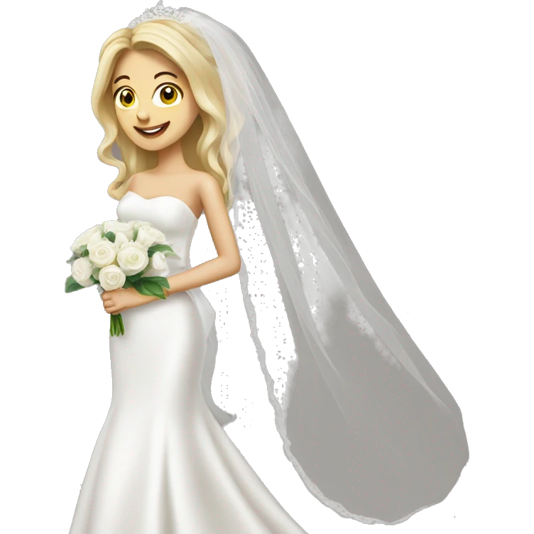 Beautiful brunette girl bride with (blonde groom)  emoji