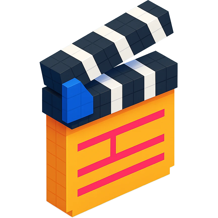movie clapperboard, open position, isometric view emoji