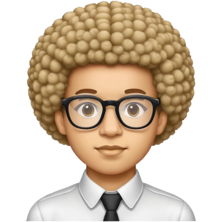 light skin nerd with glasses and afro hairstyle emoji