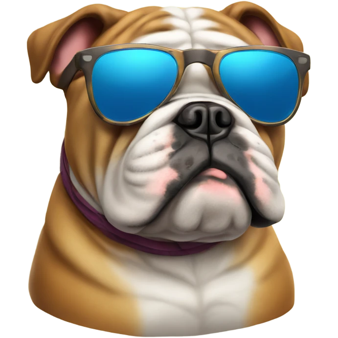 Bulldog with sunglasses. Relaxing vibe emoji