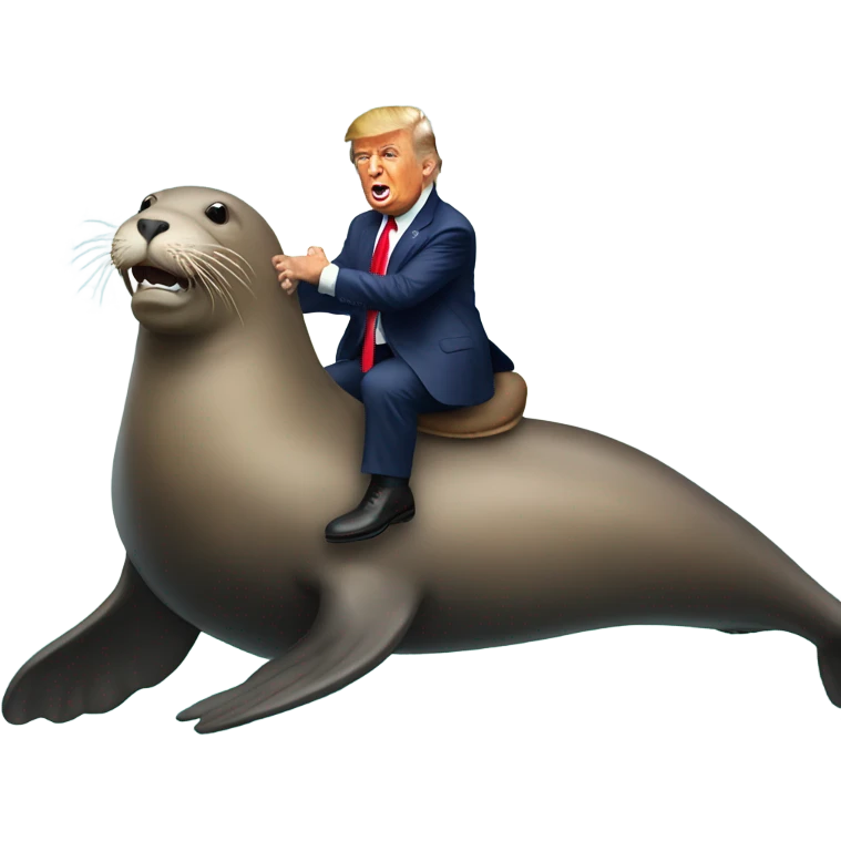 Trump riding a sea lion emoji