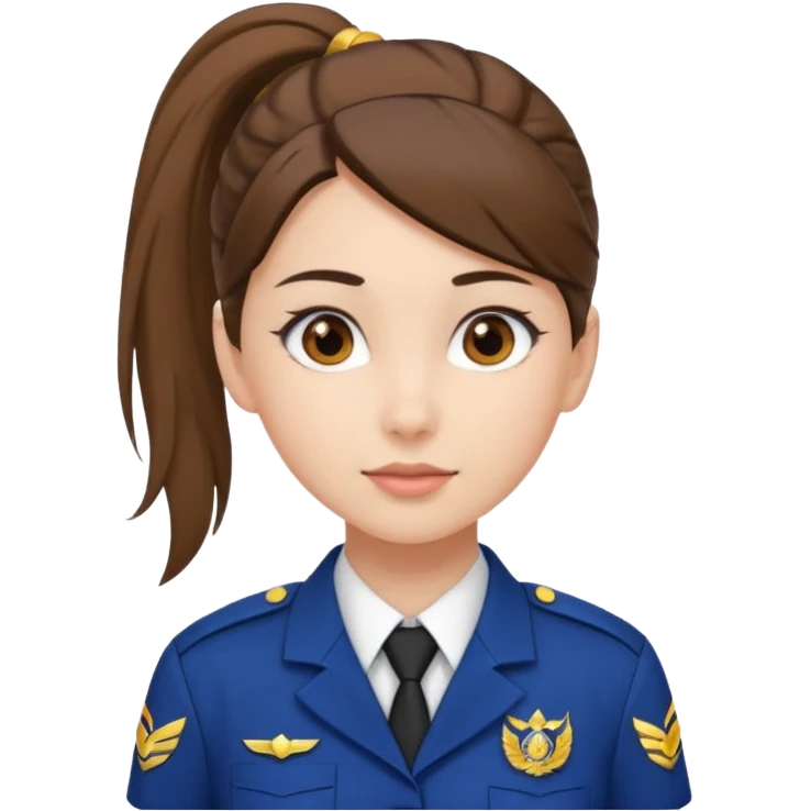 Young Female: ponytail hair, wearing uniform, white skin emoji