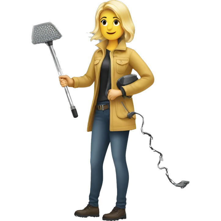 Pretty woman using a metal detector  emoji
