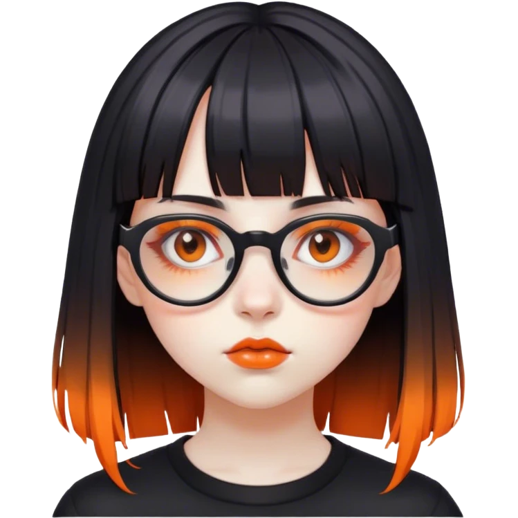 Goth girl with glasses and bangs with orange highlights  emoji