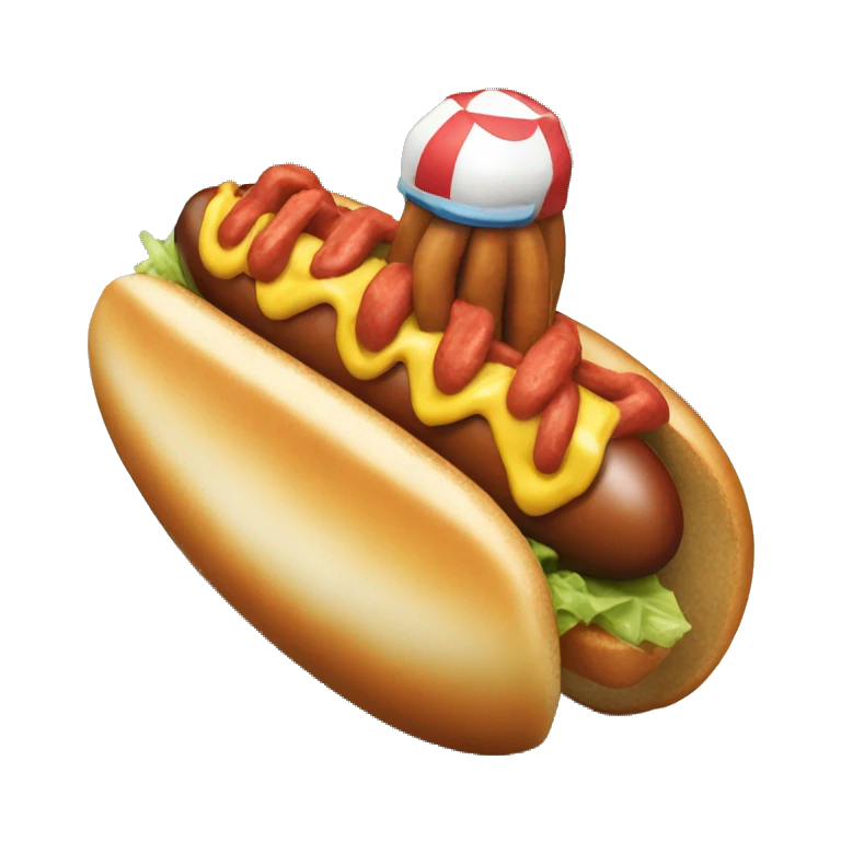 un hotdog surfeando emoji