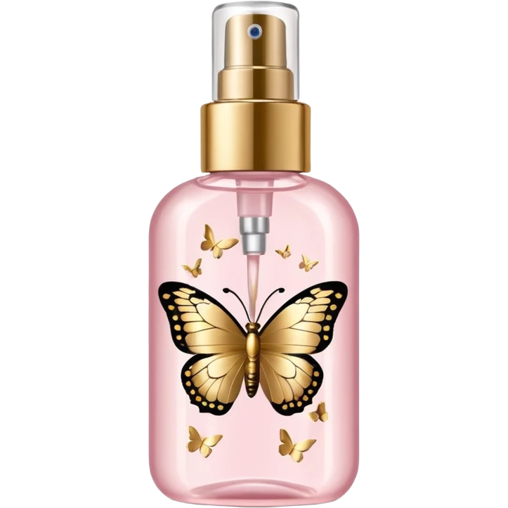 Light pink body mist bottle with gold butterflies  emoji