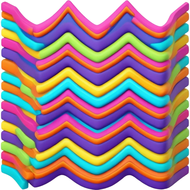 3D, psychedelic colored hippie style zig zag line emoji