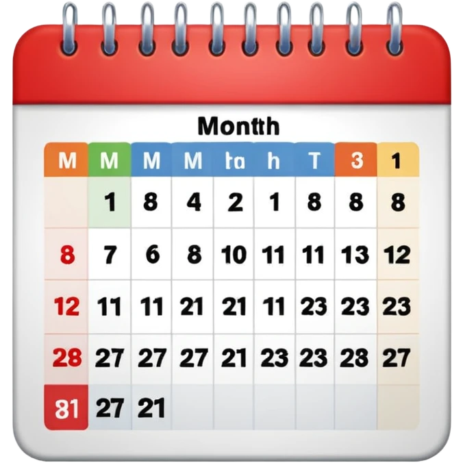 colored calendar 1 month without dates emoji