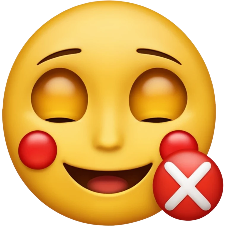 a emoji with its eyes closed, with a red X in its eyes emoji